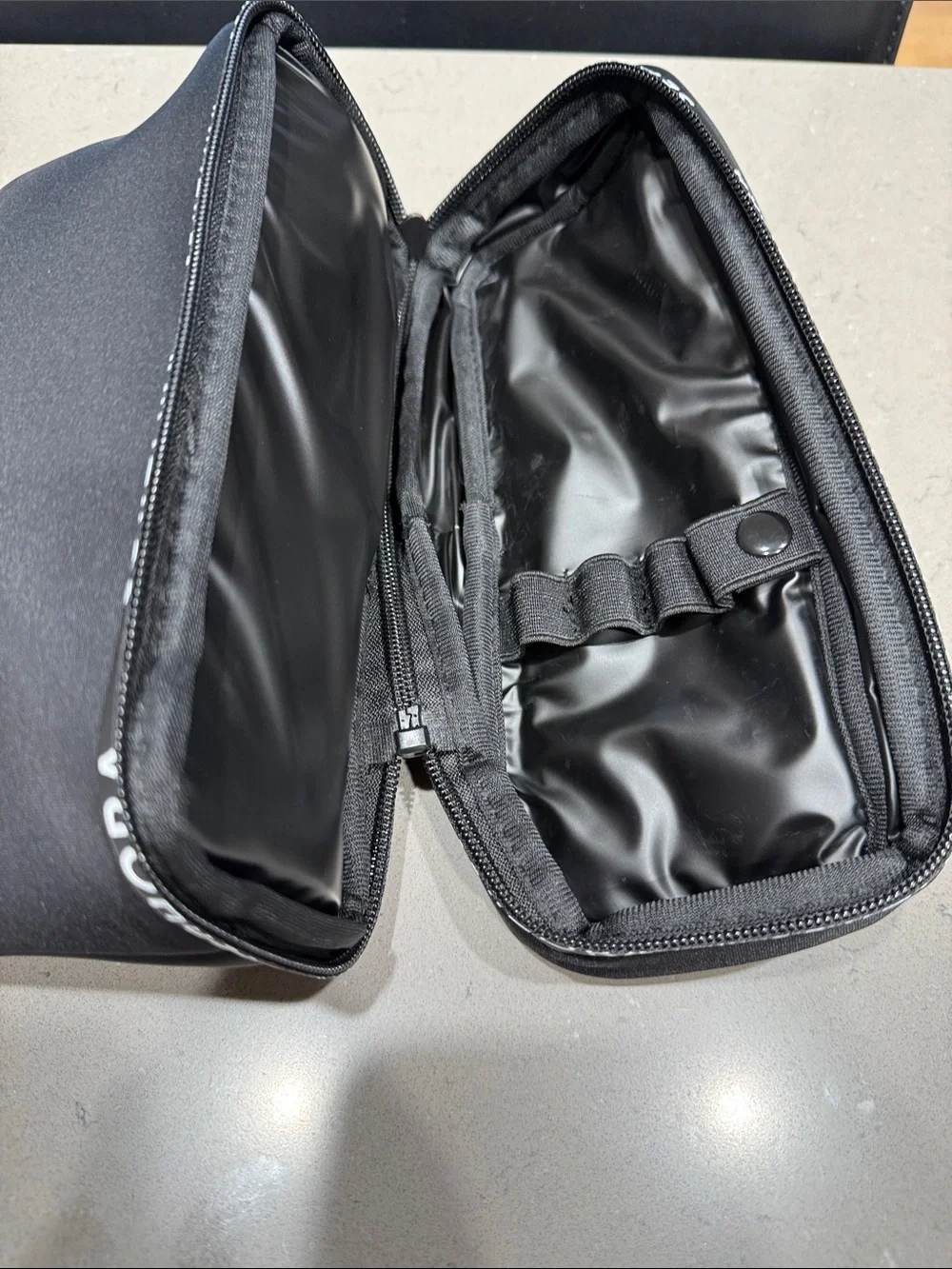 Sephora Black and White Logo Makeup Bagwith bottom compartment, new